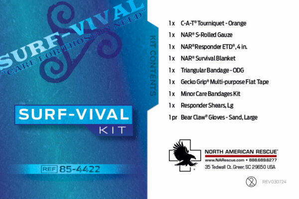 Surfvival kit with contents on package